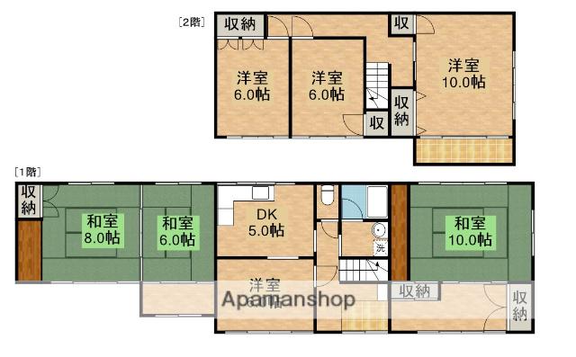静岡県浜松市浜名区 2階建 築57年(7DK)の間取り写真