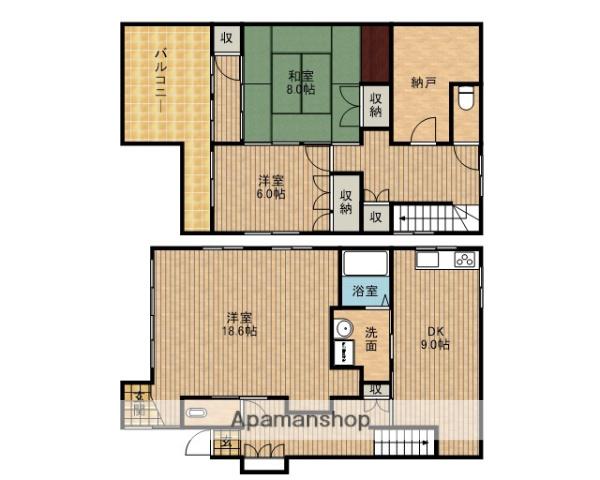 東海道本線 焼津駅 徒歩18分 2階建 築32年(3DK)の間取り写真
