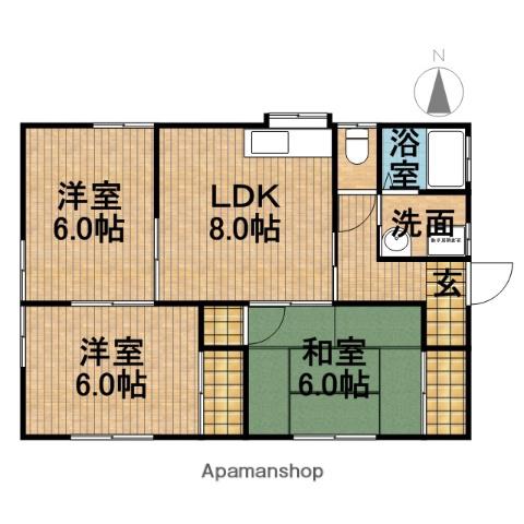 東海道本線 菊川駅(静岡) バス乗車時間：5分 東名菊川バス停で下車 徒歩3分 1階建 築28年(3DK)の間取り写真