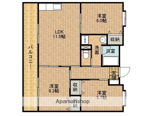 西焼津メゾン小石川(3LDK/2階)の間取り写真