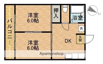 コスモハイツ21 B棟(2DK/1階)の間取り写真