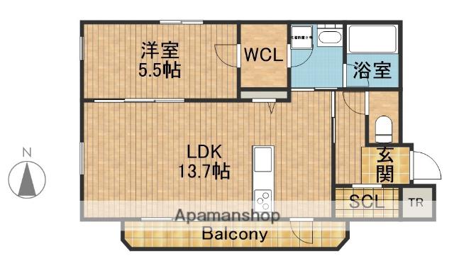 SKYⅢ(1LDK/2階)の間取り写真