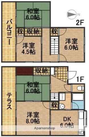 東海道本線 浜松駅 バス乗車時間：15分 浜松病院バス停で下車 徒歩1分 2階建 築38年(5DK)の間取り写真