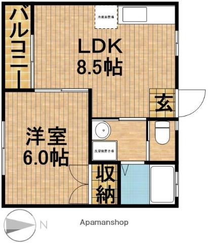 MP-Ⅰ番館(1LDK/2階)の間取り写真