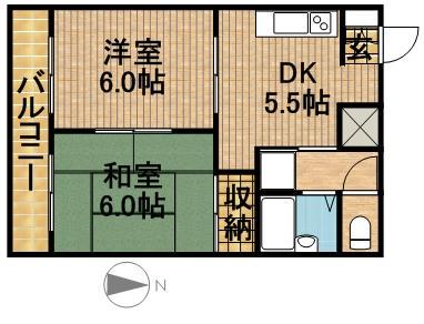 ANNIVERSARY竜洋(2DK/1階)の間取り写真