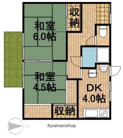 東海道本線 豊田町駅 徒歩25分 1階建 築50年(2DK)の間取り写真