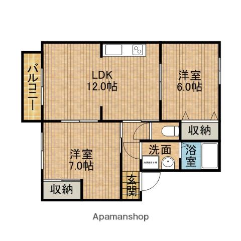 コーポラス港B(2LDK/2階)の間取り写真