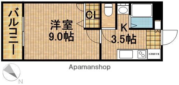 グランドソレーユ大瀬(1K/1階)の間取り写真