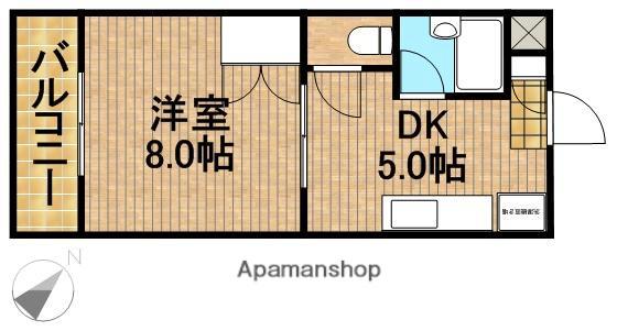 マンションみずほⅡ(1DK/1階)の間取り写真