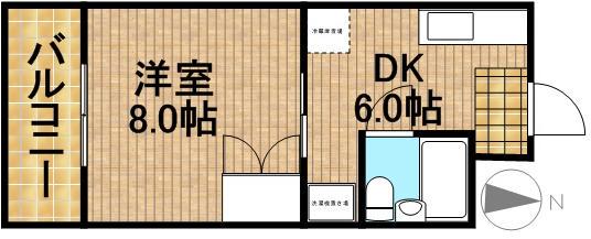 プランタンⅢ(1DK/2階)の間取り写真