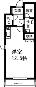 第2ハマエイビル(1K/6階)の間取り写真