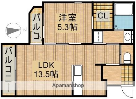 ストーク ヒルズ 浜北(1LDK/2階)の間取り写真