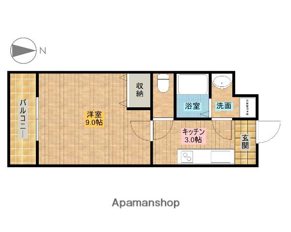 ブルースハープⅡ(1K/1階)の間取り写真