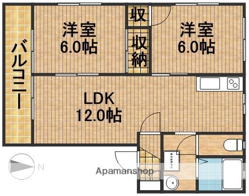 ピースフルハイム(2LDK/2階)の間取り写真