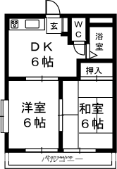 城北ロイドアパートC(2DK/1階)の間取り写真