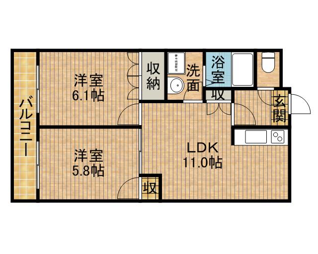 ハーフェン(2LDK/2階)の間取り写真