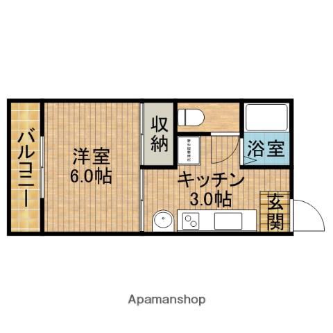 コーポ駅北Ⅱ(1K/2階)の間取り写真