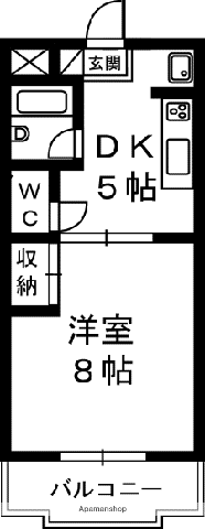 メゾーネマルクⅠ(1DK/2階)の間取り写真
