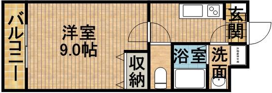 カウベルⅢ(1K/4階)の間取り写真