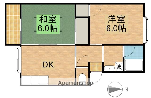 アーバンハウスⅡ(2DK/2階)の間取り写真