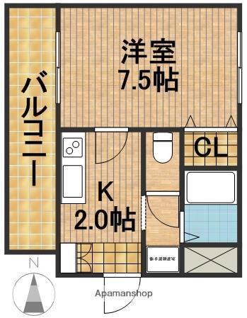 グランデージプランタン(1K/1階)の間取り写真