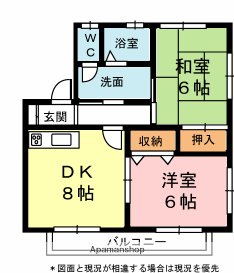 西ケ崎サンリバー(2DK/1階)の間取り写真
