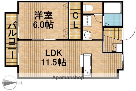 グリーンリーフ(1LDK/2階)の間取り写真