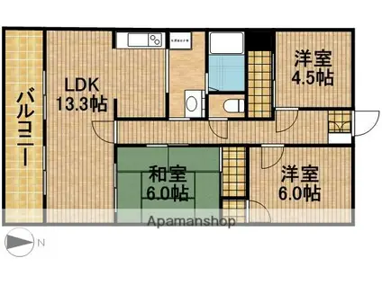 ヴィーブル東若林(3LDK/4階)の間取り写真