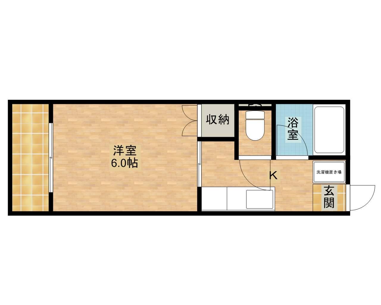 パークサイドK(1K/2階)の間取り写真