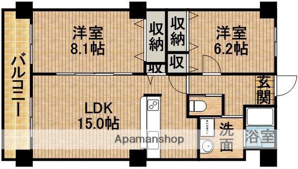 ラフィーネ掛川B Ⅱ(2LDK/6階)の間取り写真