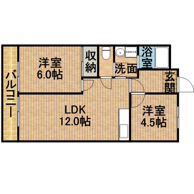 グリーンパレス(2LDK/2階)の間取り写真