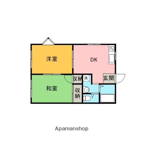 フレグランスつるが丘(2K/2階)の間取り写真