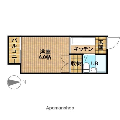 鹿谷ハイツ(1K/2階)の間取り写真