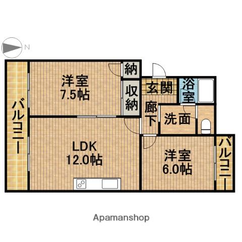 オズハウス6(2LDK/2階)の間取り写真