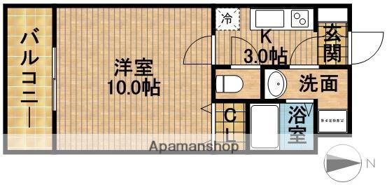たちばな参番館(1K/1階)の間取り写真