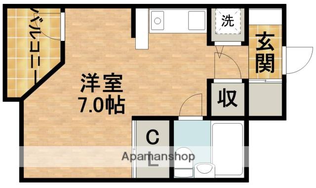 メッセ幸(ワンルーム/3階)の間取り写真