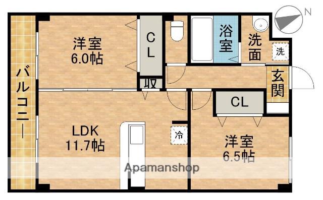 D-ROOM高丘西(2LDK/2階)の間取り写真