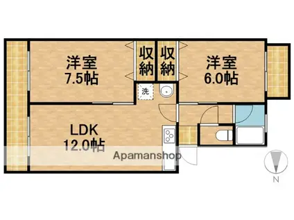 ニュービレッジ和合(2LDK/2階)の間取り写真