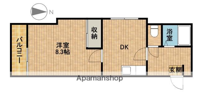 ツルビル(1DK/3階)の間取り写真