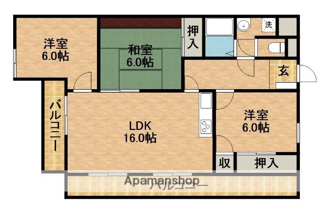 ドエル飛鳥(3LDK/6階)の間取り写真