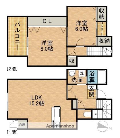 アルトゥーラE(2LDK/1階)の間取り写真