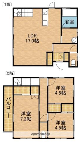 東海道本線 浜松駅 バス乗車時間：15分 北高西バス停で下車 徒歩8分 2階建 築14年(3LDK)の間取り写真