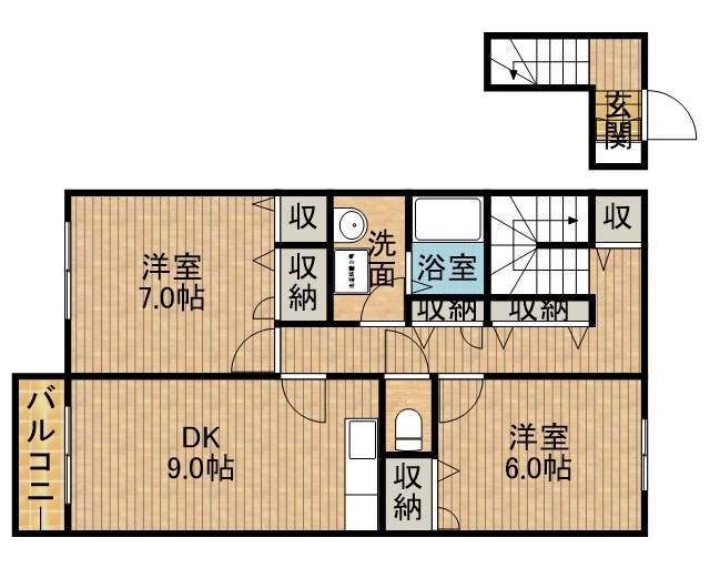 FORMOSAⅡ(2DK/2階)の間取り写真