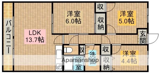 クラウンハイツ(3LDK/2階)の間取り写真