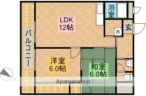 SURPLUSチェリー(2LDK/1階)の間取り写真