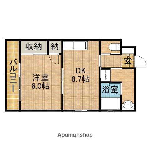 オーシャンS(1DK/3階)の間取り写真