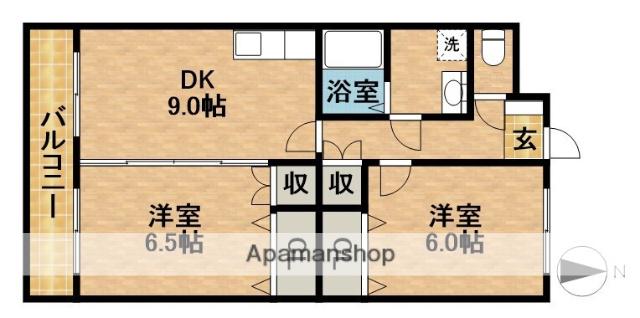 グロワール(2DK/1階)の間取り写真