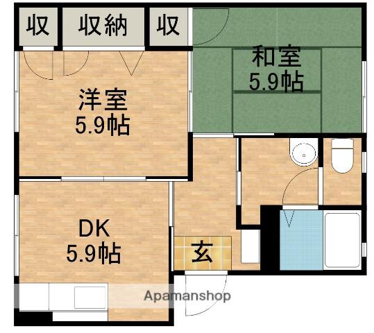 ブライトハウス(2DK/1階)の間取り写真