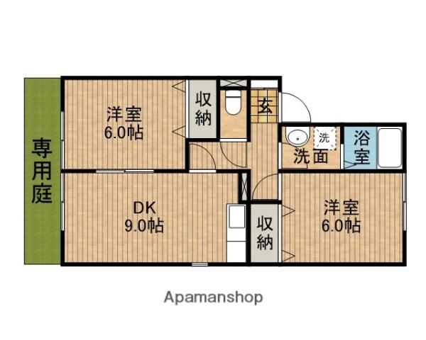 ヴィラージュ コヒジ(2DK/1階)の間取り写真