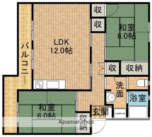 メゾン ポレール(2LDK/3階)の間取り写真